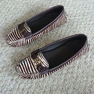 Tory Burch Brown Zebra Print Loafers size 7